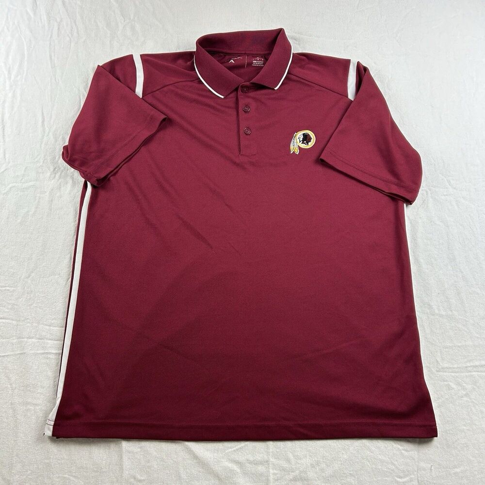 Washington Redskins Polo Shirt Mens Large Short Sleeve Red White Antiqua